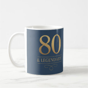 Taza De Café Elegante Oro 80 Cumpleaños Legendario