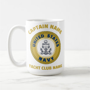 Taza De Café Elegante oro Anchor capitán náutico en verano