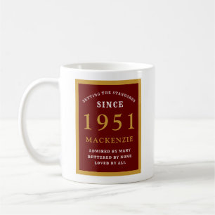 Taza De Café Elegante oro rojo de 70 años 1951 personalizado
