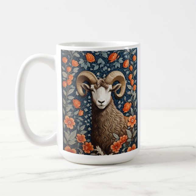 Taza De Café Elegante Oveja de Cuerno William Morris inspirado (Izquierda)
