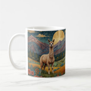 Taza De Café Elegante paisaje vintage de la llama boho