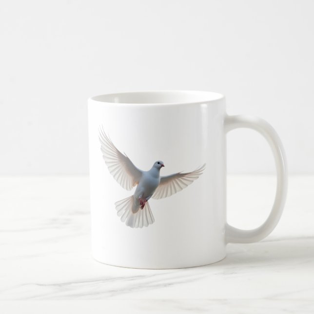 Taza De Café "Elegante paloma blanca en vuelo (Derecha)