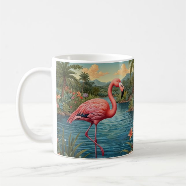 Taza De Café Elegante paraíso tropical flamingo rosa (Izquierda)