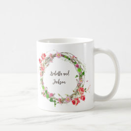 Taza De Café elegante pareja personalizada/nombre único floral