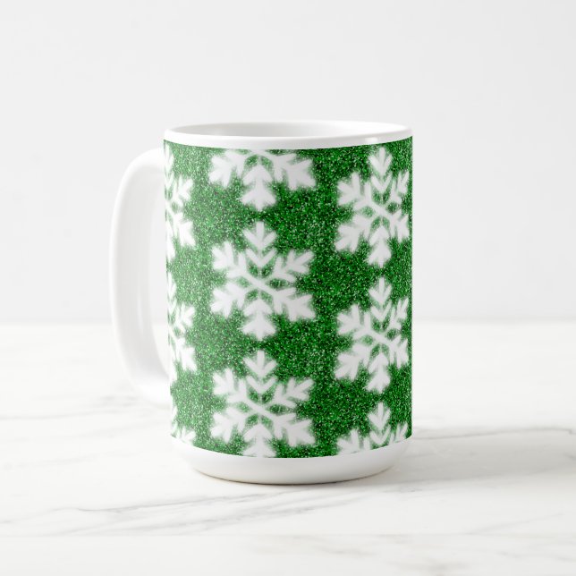 Taza De Café Elegante parlanchín purpurina helado verde copo de (Anverso izquierdo)