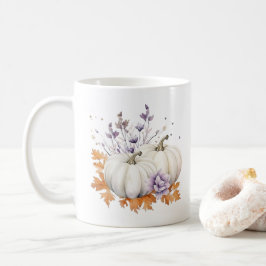 Taza De Café Elegante pasto morado lavanda Naranja Calabaza caí