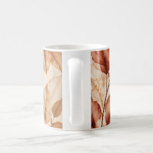 Taza De Café Elegante patrón botánico de hojas de otoño en cobr