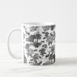 Taza De Café Elegante patrón de ciervo de tela blanca vintage