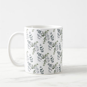 Taza De Café Elegante patrón de hojas de eucalipto verde salvia
