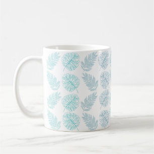 Taza De Café Elegante patrón de hojas tropicales botánicas de v
