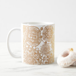 Taza De Café Elegante patrón de Mandala blanco dorado