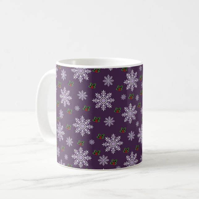 Taza De Café Elegante patrón de Navidades de copos de nieve (Anverso izquierdo)