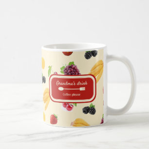 Taza De Café Elegante patrón de receta de frutas coloridas pers