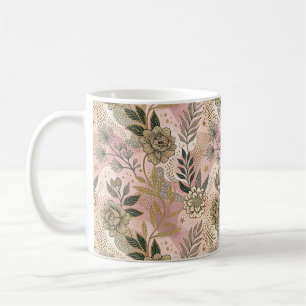 Taza De Café Elegante patrón floral de Boho