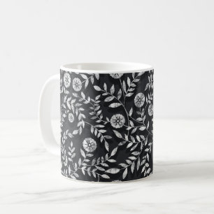 Taza De Café Elegante patrón floral de pizarra