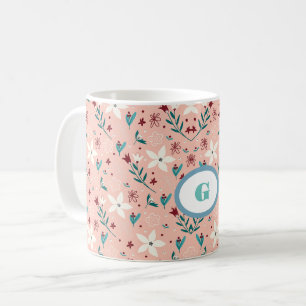 Taza De Café Elegante patrón floral rosa para el hogar