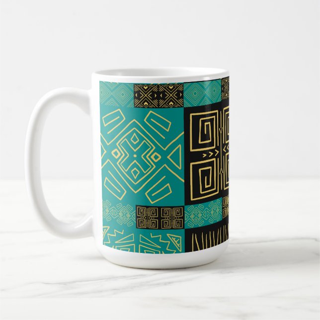 Taza De Café Elegante patrón geométrico tribal africano (Izquierda)