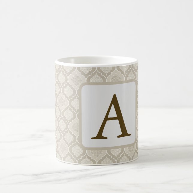 Taza De Café Elegante patrón marroquí de enrejado en tonos neut (Centro)