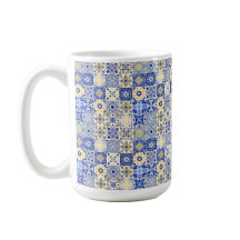 Elegante patrón portugués de azulejos azules y bla