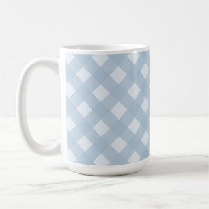 Taza De Café Elegante patrón suave azul y blanco a cuadros