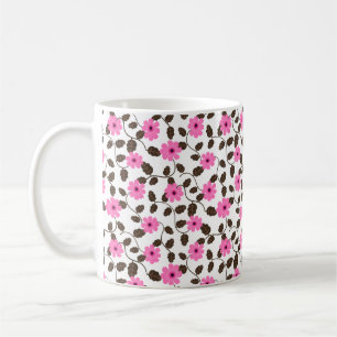 Taza De Café Elegante Patrón Vino Floral Rosa Café Mug
