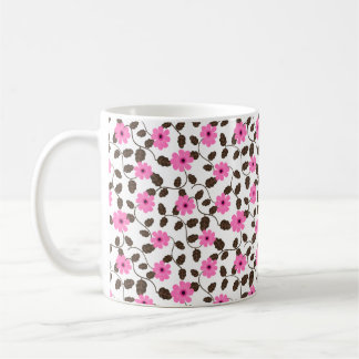 Taza De Café Elegante Patrón Vino Floral Rosa Café Mug