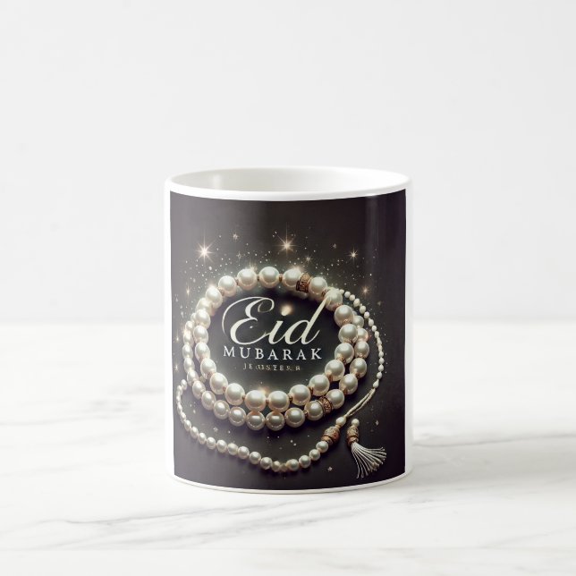 Taza De Café Elegante Pearl Tasbih Eid Mubarak (Centro)
