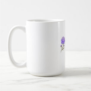 Taza De Café Elegante Peonía Púrpura en Acuarela Feliz Cumpleañ
