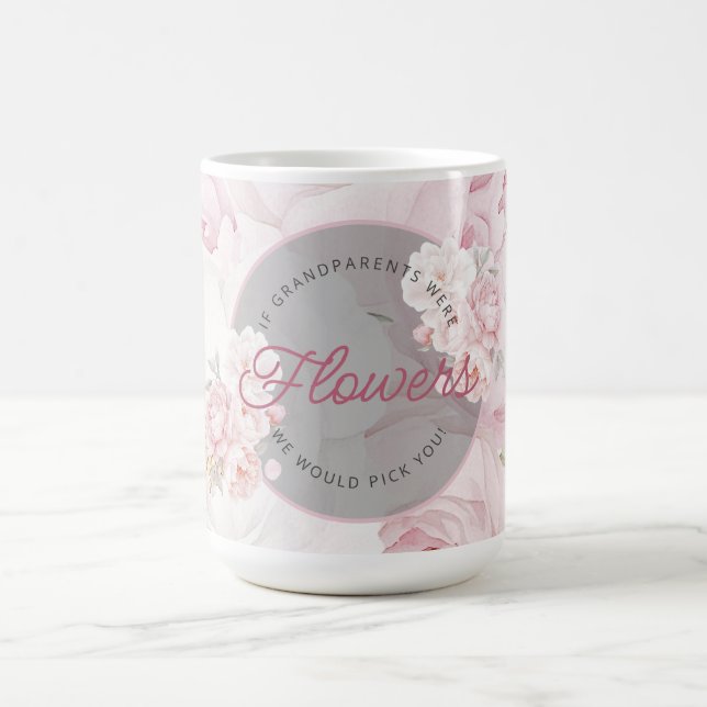 Taza De Café Elegante Peony Flowers Abuelito te escogeríamos (Centro)