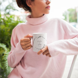 Taza De Café Elegante Personalizado Boda de floral blanca blanc