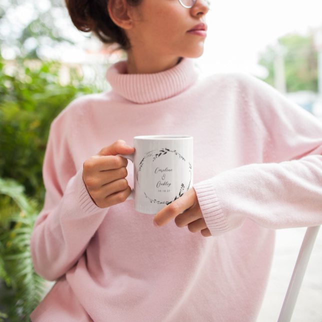 Taza De Café Elegante Personalizado Boda de floral blanca blanc (Subido por el creador)