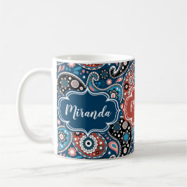 Taza De Café Elegante Personalizado de impresión azul y roja Pa