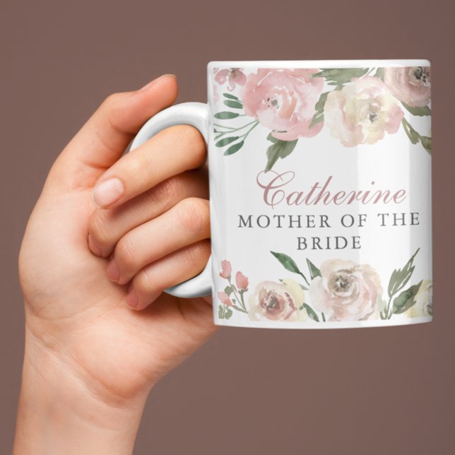 Taza De Café Elegante Personalizado floral rosa madre de la nov (Subido por el creador)