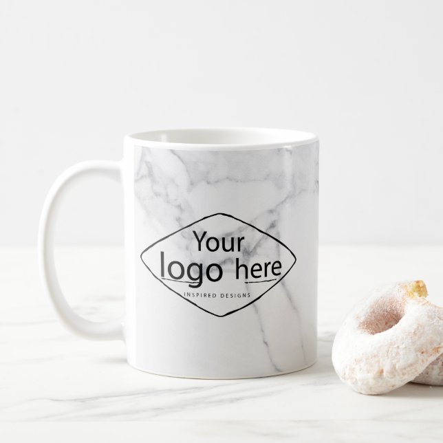 Taza De Café Elegante Personalizado Mármol Mug - Logo Editable (Con donut)