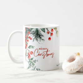 Taza De Café Elegante Personalizado navideño de invierno verde