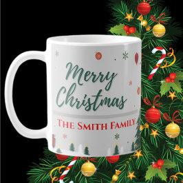 Taza De Café Elegante Personalizado Nombre de familia y Navida