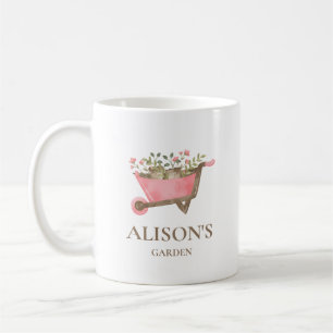 Taza De Café Elegante Pink Gingham Watercolor Garden Mug