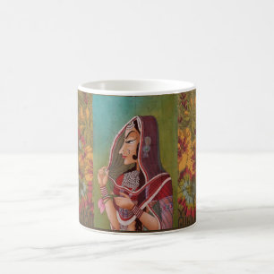 Taza De Café Elegante pintura de una mujer peluca