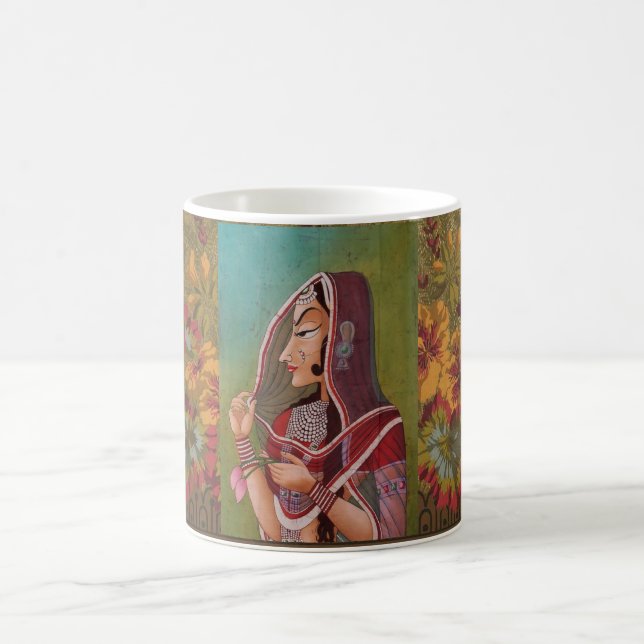 Taza De Café Elegante pintura de una mujer peluca (Centro)