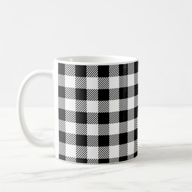 Taza De Café Elegante Placa de búfalo blanco y negro (Izquierda)
