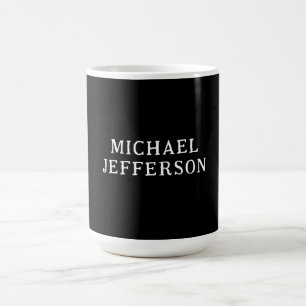 Taza De Café Elegante Plano Negro Blanco Personalizado Personal