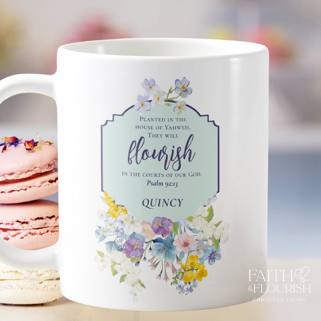 Taza De Café Elegante Primavera Floral Guión Personalizado (Subido por el creador)