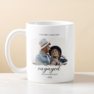 Taza De Café Elegante Primera Fotos Comprometidas de Navidad Mí