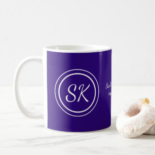 Taza De Café Elegante Purple Script Monograma Negocio