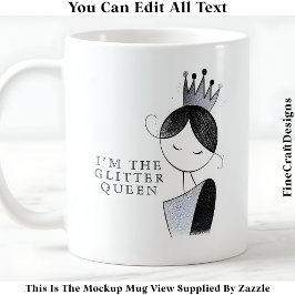 Taza De Café Elegante Purpurina Personalizado Sparkle Queen 035