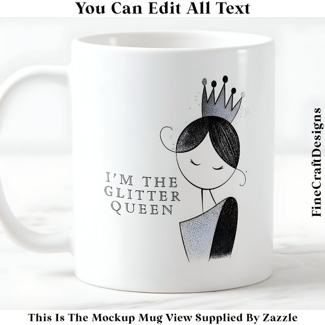 Taza De Café Elegante Purpurina Personalizado Sparkle Queen 035 (Subido por el creador)