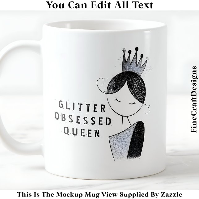 Taza De Café Elegante Purpurina Personalizado Sparkle Queen 036 (Subido por el creador)