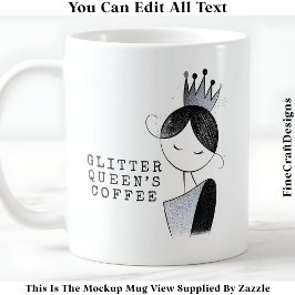 Taza De Café Elegante Purpurina Personalizado Sparkle Queen 037