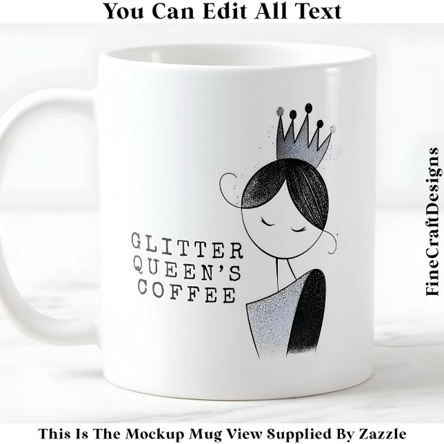 Taza De Café Elegante Purpurina Personalizado Sparkle Queen 037 (Subido por el creador)