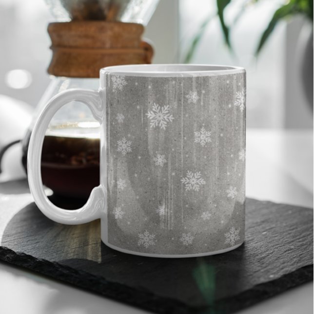 Taza De Café Elegante Purpurina plateado estrena Snowflakes Cof (Subido por el creador)